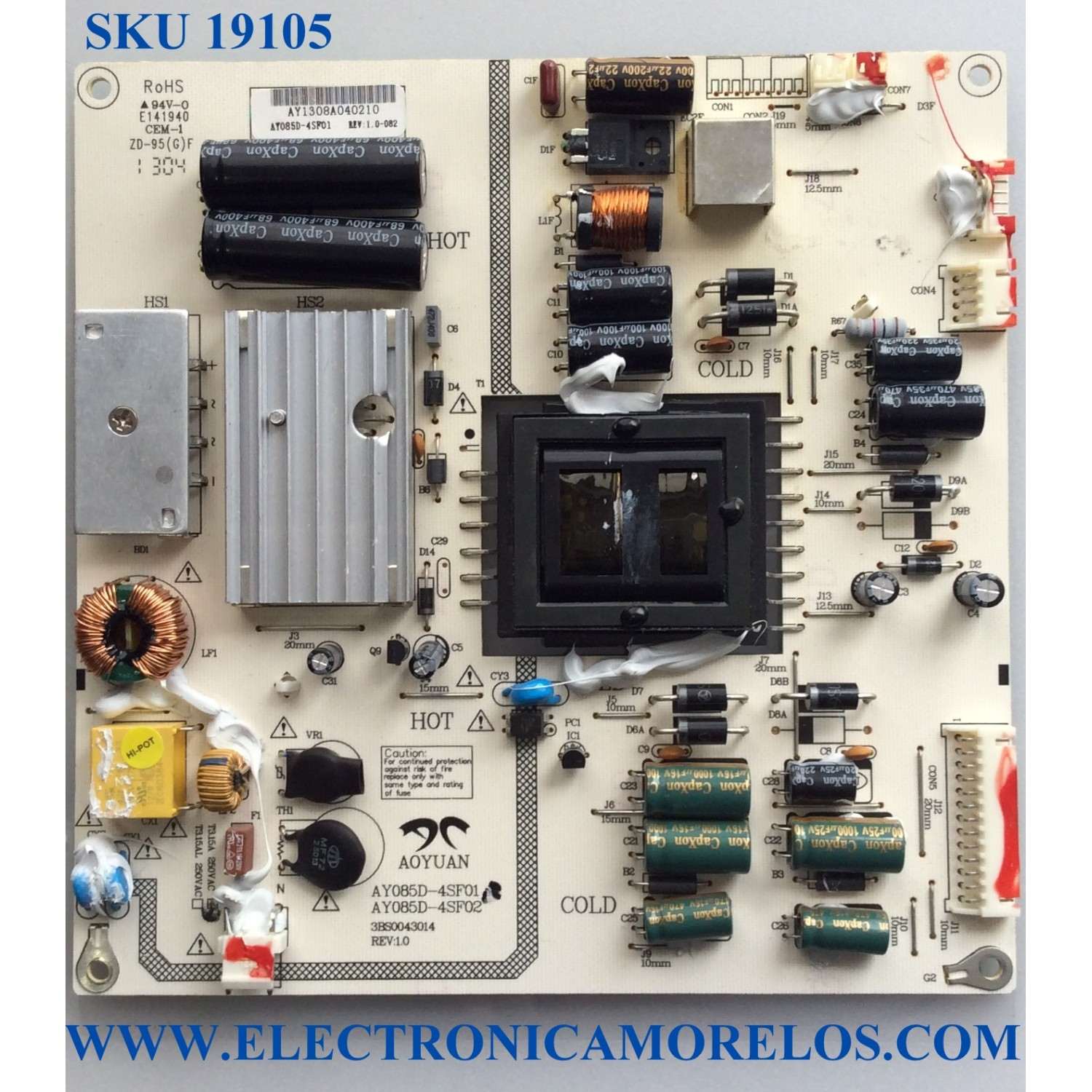FUENTE DE PODER / NEW COLOR FAST AY085D-4SF01 / 3BS0043014 / AY1308 / REV: 1.0 / E141940 / MODELO LE420AD